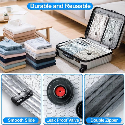 50% off 🔥 Wireless travel vacuum compression storage bag set, reusable ~ Increases space by up to 80%