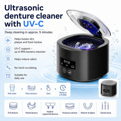 🔥HOT SALE🔥🦷 Denture Dome Ultrasonic UV-C Cleaner