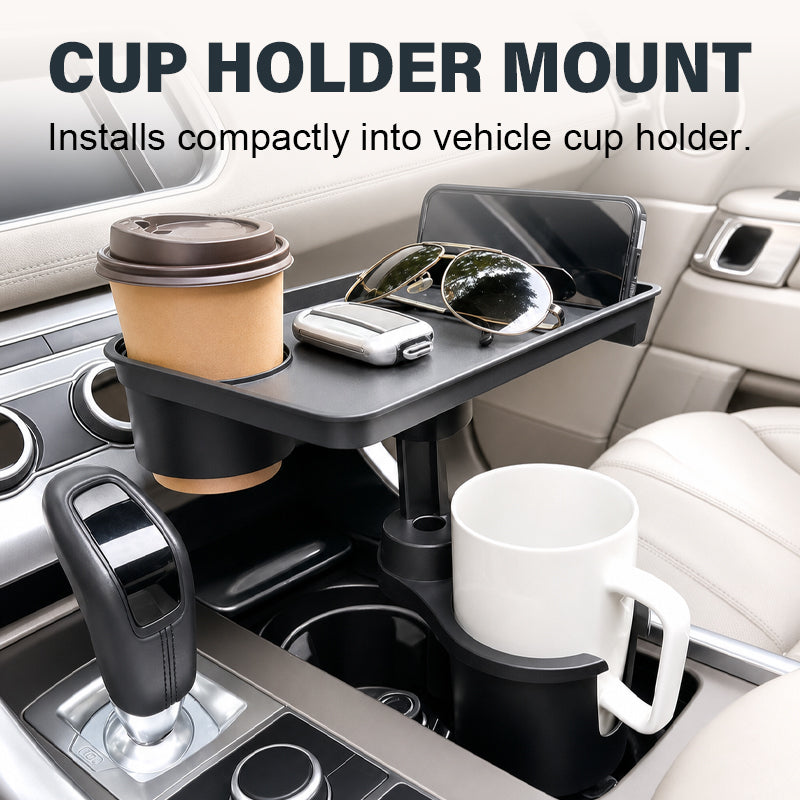 🚗Car Cup Holder Tray with Phone Stand and Extra Cup Holde Adjustable Car Cup Holder Tray with Expander Base