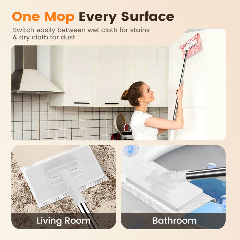 👑 50% off！🏆Disposable Dust Mop with 10 Reusable Cloths