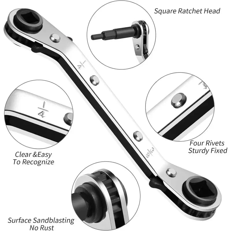 50% off the first 100 customers on the 4-in-1 HVAC ratchet wrench set with S2 hex bit adapter.