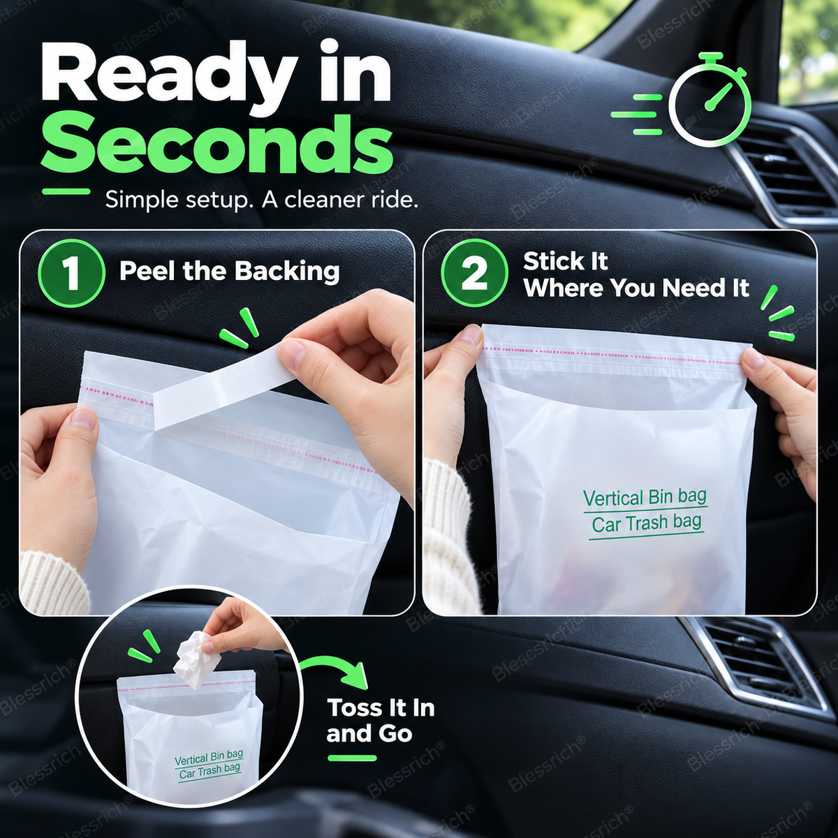 💞50K+ SOLD!🚗Self-Adhesive Car Cleaning Bags Car Trash Bag🧹✨