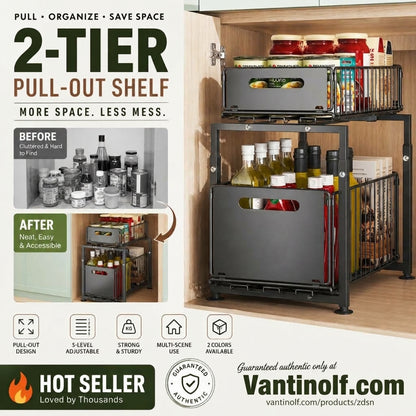 📦 Get 50% off—limited to the first 50 customers! Double-layer pull-out storage rack