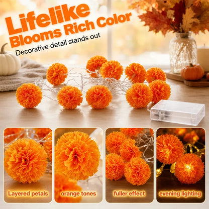 🌼Last Day Special Offer🎃Artificial Marigold LED String Lights
