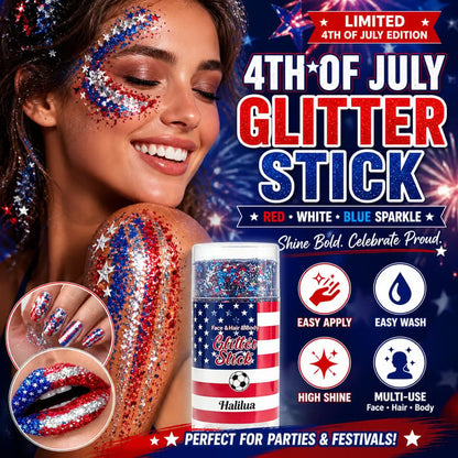 💥50%OFF🦅4th of July Glitter Stick✨Red, White & Blue Body & Hair Sparkle