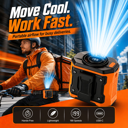 💥50%OFF🌬️Rechargeable Portable Mini Waist Fan with Belt Clip, 199 Speeds, for Outdoor Workers