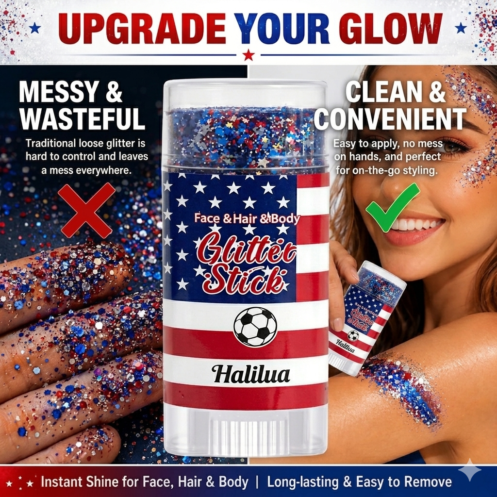 💥50%OFF🦅4th of July Glitter Stick✨Red, White & Blue Body & Hair Sparkle