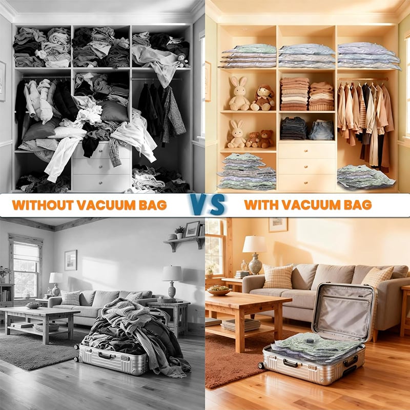 50% off 🔥 Wireless travel vacuum compression storage bag set, reusable ~ Increases space by up to 80%