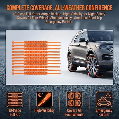 🎉50%OFF✨10/20 Pcs Winter Car Snow Chains Universal Anti-Skid Tire Chain ❄️