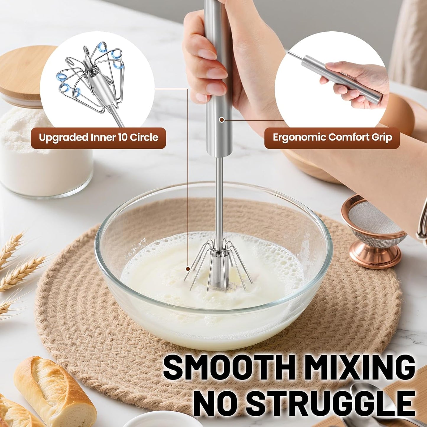 🔥Stainless Steel Automatic Mixer – No electricity required, quick and easy mixing