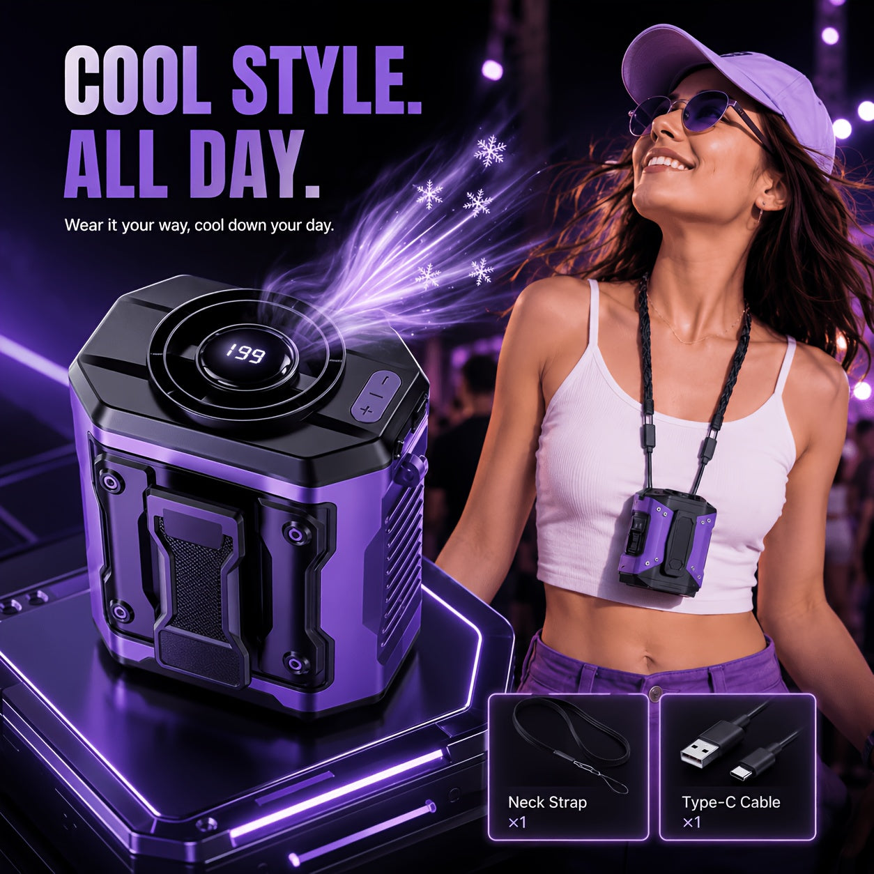 💥50%OFF🌬️Rechargeable Portable Mini Waist Fan with Belt Clip, 199 Speeds, for Outdoor Workers