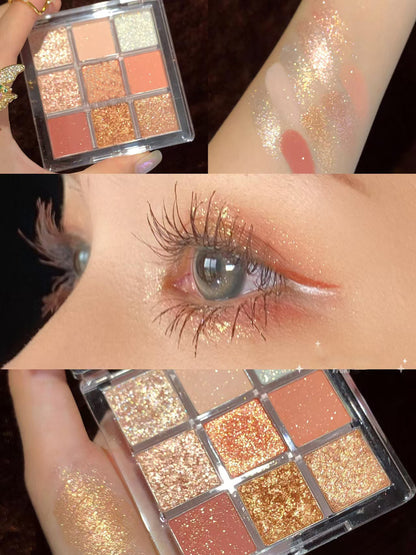🔥Buy 1 Get 1 Free🔥Knitted Sweater 9 Shades Eyeshadow Palette, Earth Tone Matte Shimmer Glitter Orange Brown Chocolate Makeup