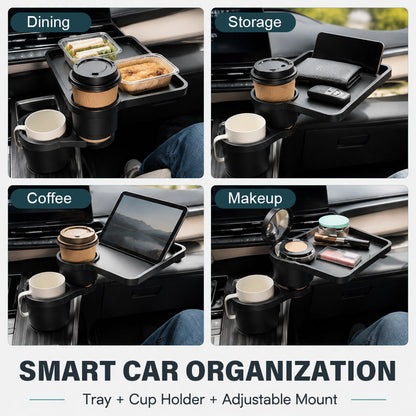 🚗Car Cup Holder Tray with Phone Stand and Extra Cup Holde Adjustable Car Cup Holder Tray with Expander Base