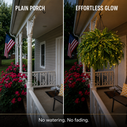 🌿✨ Glowing Boston Ferns with Lights – Zero Watering, Zero Maintenance