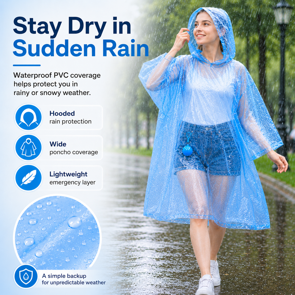 🔥Limited Time 50%OFF ⚡BUY 1 GET 1 FREE!🎒 Ultimate Clip-On Travel Rain Poncho Ball | Compact Emergency Waterproof Raincoat Pack 🌧️