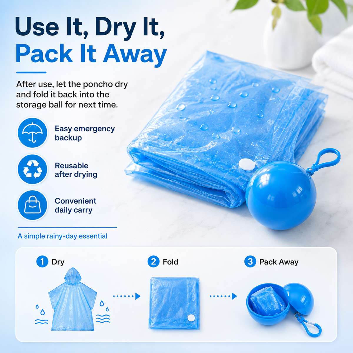 🔥Limited Time 50%OFF ⚡BUY 1 GET 1 FREE!🎒 Ultimate Clip-On Travel Rain Poncho Ball | Compact Emergency Waterproof Raincoat Pack 🌧️