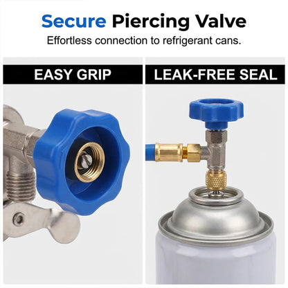 🎯 ! R134a AC Hose with Precision Gauge  📊🚛   Easy-to-Read Dial, Professional Grade