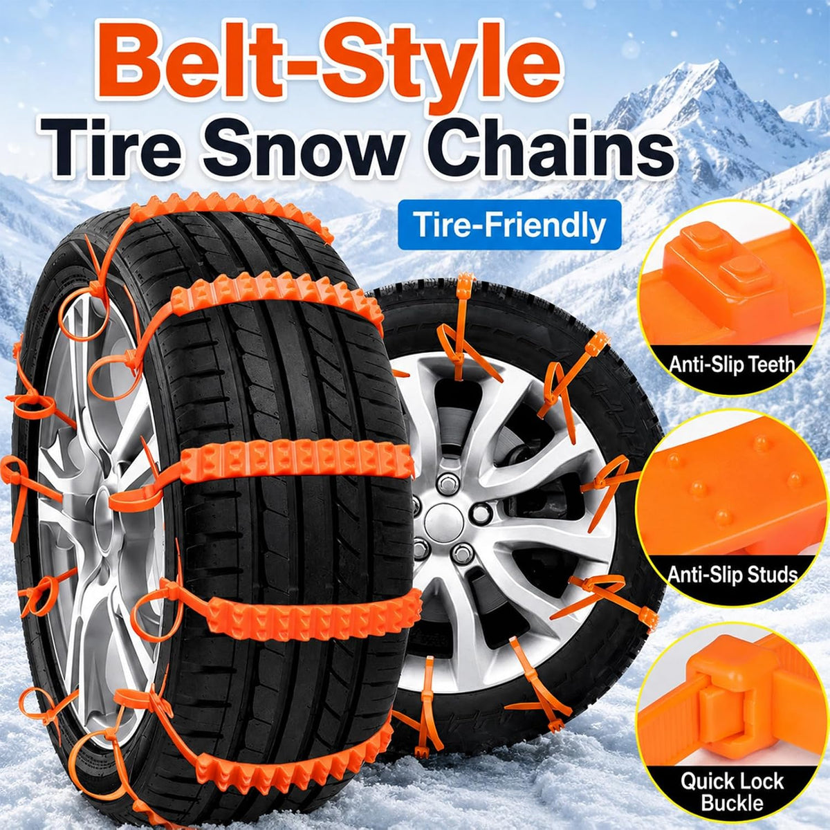 🎉50%OFF✨10/20 Pcs Winter Car Snow Chains Universal Anti-Skid Tire Chain ❄️