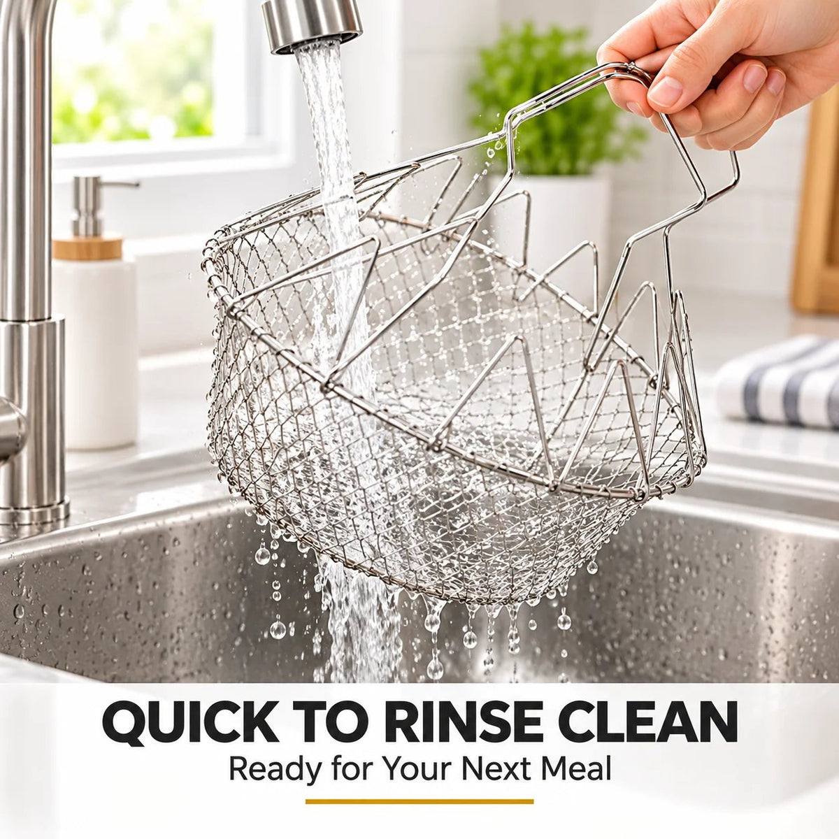 🔥 BUY 1 GET 1 FREE – Foldable 304 stainless steel frying basket and filter✨
