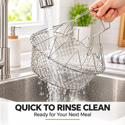 🔥 BUY 1 GET 1 FREE – Foldable 304 stainless steel frying basket and filter✨