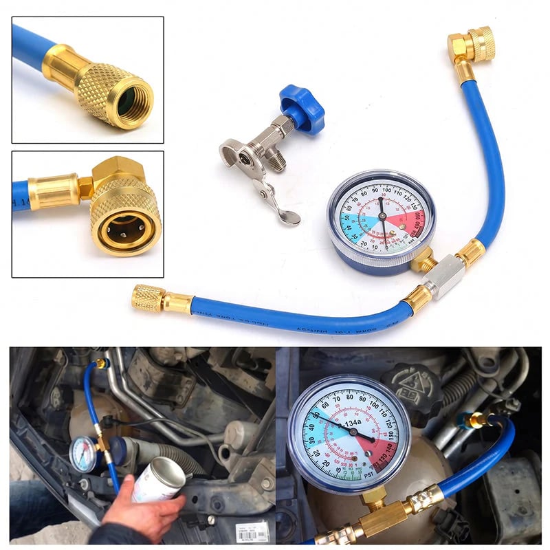 🎯 ! R134a AC Hose with Precision Gauge  📊🚛   Easy-to-Read Dial, Professional Grade