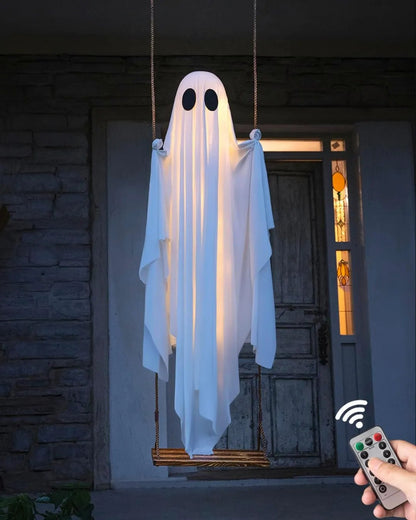 🎁HOT DEAL – Up to 50% OFF🔥Halloween Decorations OutdoorHanging Swing Ghost Halloween Decor with String Lights, Spooky Cute Ghosts Decorations for Front Porch Yard Tree