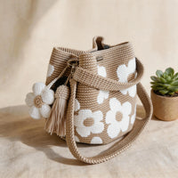 White- Floral Tote Bag