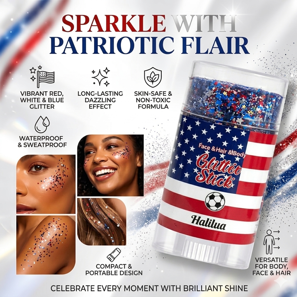 💥50%OFF🦅4th of July Glitter Stick✨Red, White & Blue Body & Hair Sparkle