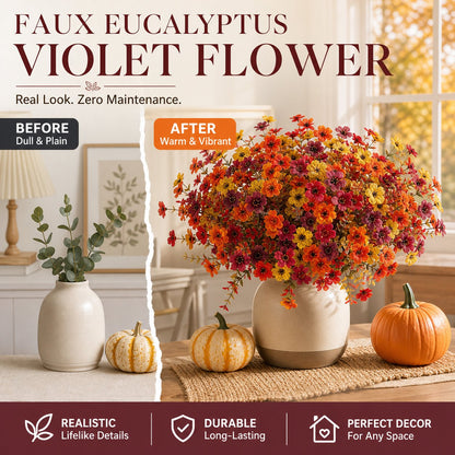 🍂🧡Artificial Autumn Violet Silk Flower Bouquet
