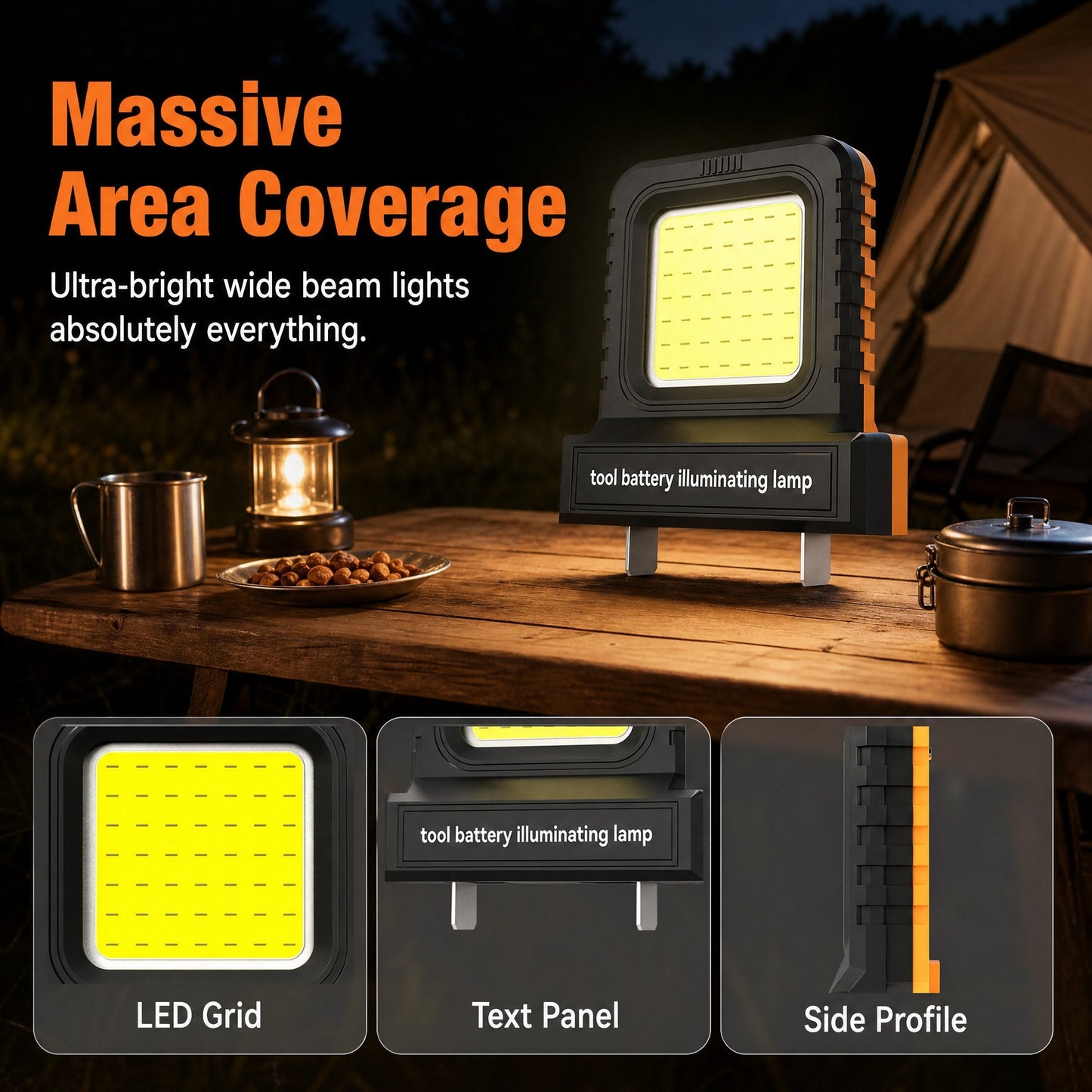 🔥High-brightness floodlight - compatible with all power tool batteries