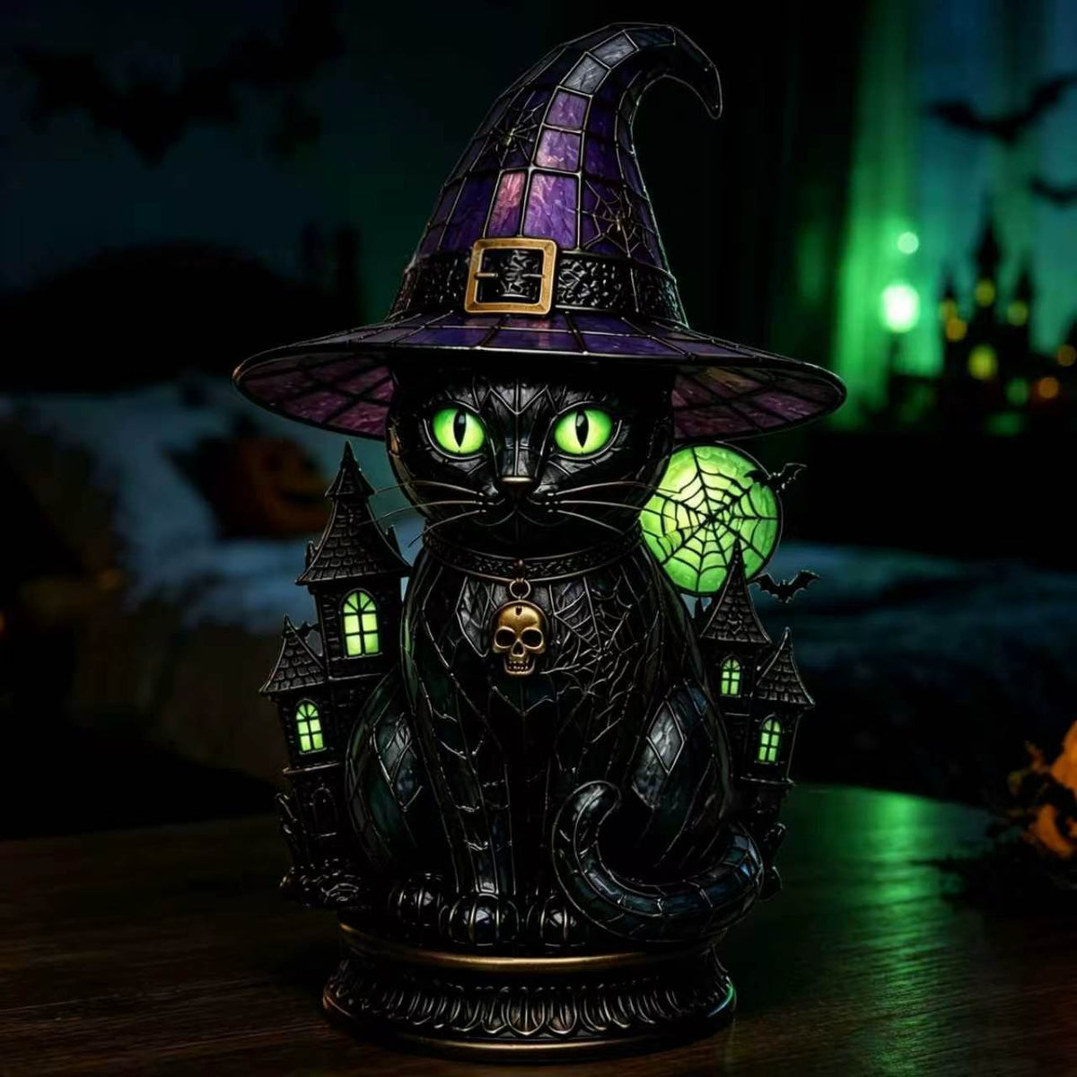 🔥Limited-time half-price sale 🎁Gothic Halloween Witch Cat Table Lamp