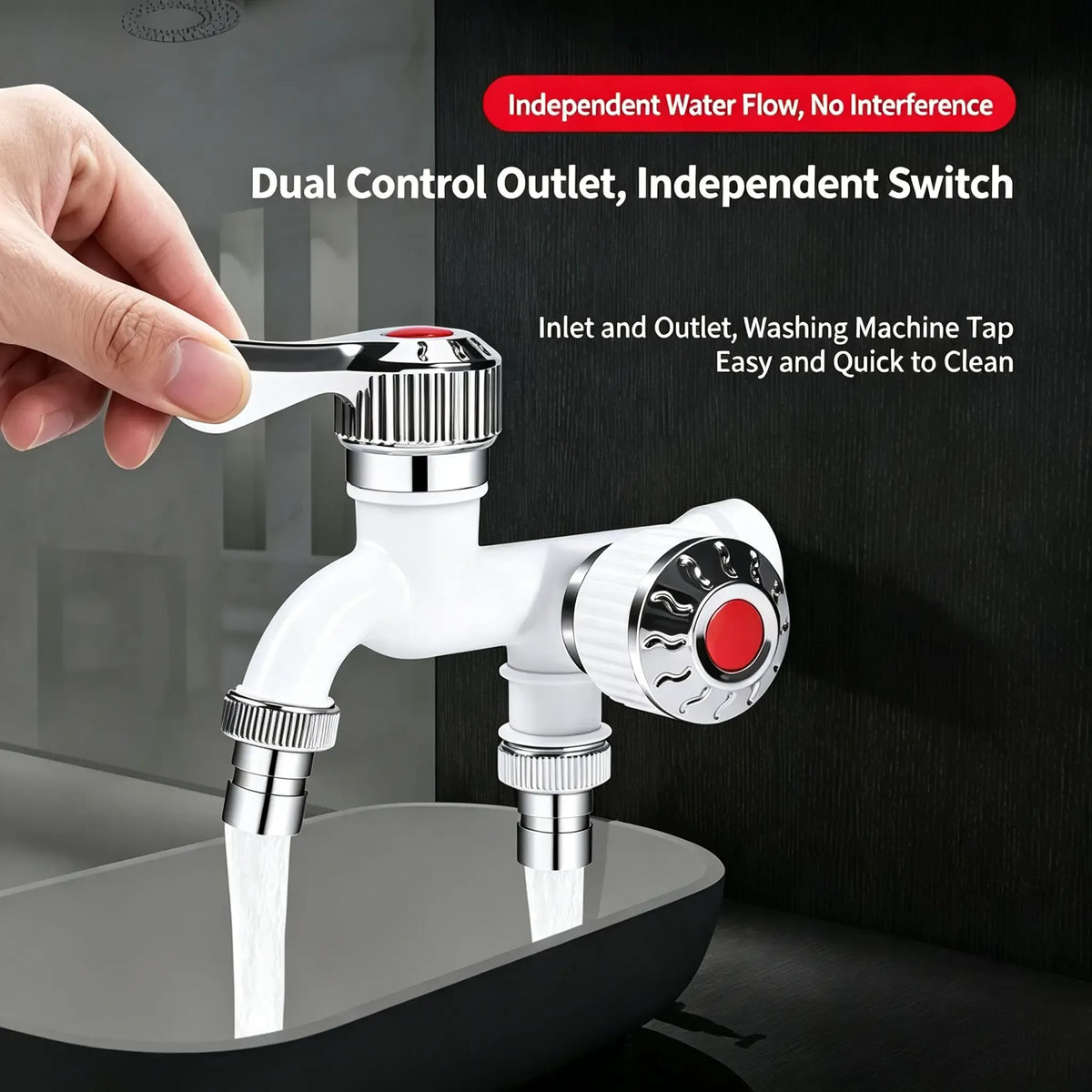💧Dual Outlet Washing Machine Plastic Faucet 1 In 2 Out Water Plastic Tap