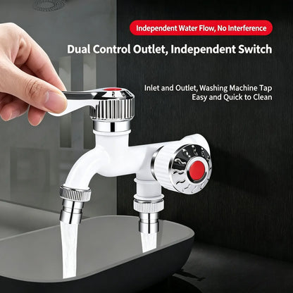 💧Dual Outlet Washing Machine Plastic Faucet 1 In 2 Out Water Plastic Tap