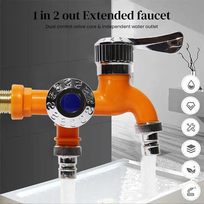 💧Dual Outlet Washing Machine Plastic Faucet 1 In 2 Out Water Plastic Tap