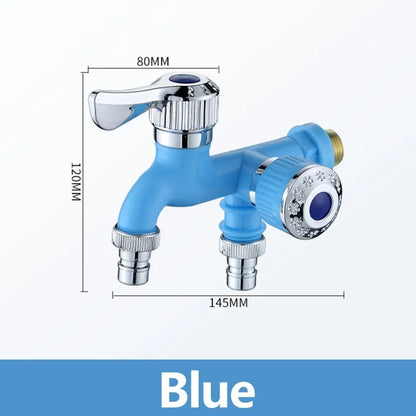💧Dual Outlet Washing Machine Plastic Faucet 1 In 2 Out Water Plastic Tap
