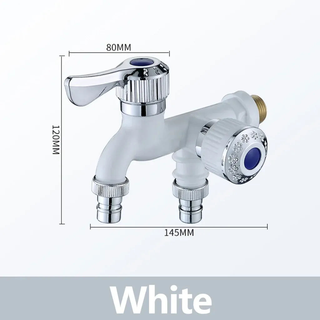 💧Dual Outlet Washing Machine Plastic Faucet 1 In 2 Out Water Plastic Tap