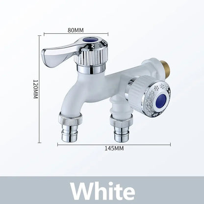 💧Dual Outlet Washing Machine Plastic Faucet 1 In 2 Out Water Plastic Tap