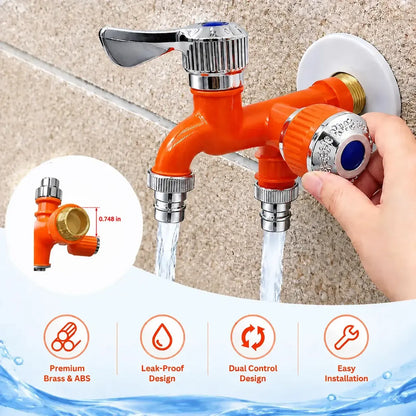 💧Dual Outlet Washing Machine Plastic Faucet 1 In 2 Out Water Plastic Tap