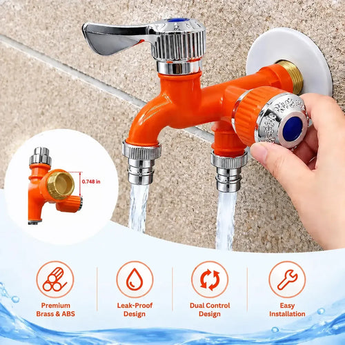 💧Dual Outlet Washing Machine Plastic Faucet 1 In 2 Out Water Plastic Tap