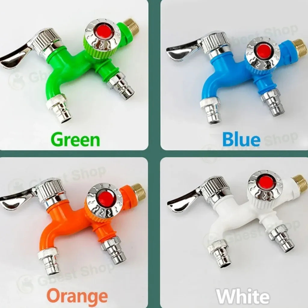 💧Dual Outlet Washing Machine Plastic Faucet 1 In 2 Out Water Plastic Tap