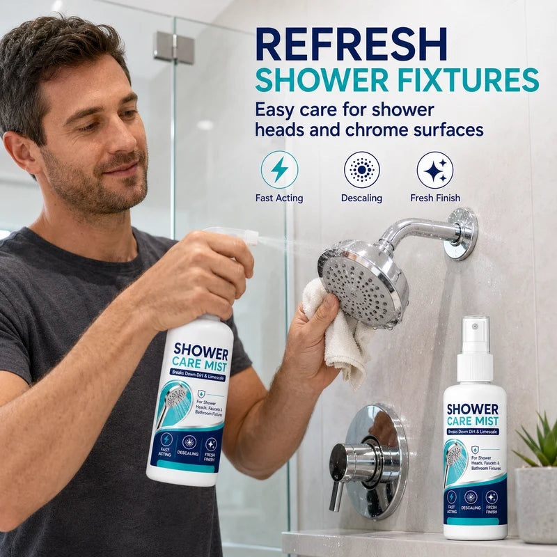 🚿✨Fast-Acting Shower Limescale Remover Spray – Dissolves stubborn mineral deposits & hard water stains.