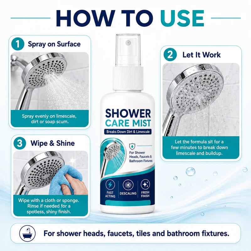 🚿✨Fast-Acting Shower Limescale Remover Spray – Dissolves stubborn mineral deposits & hard water stains.