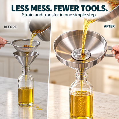 🥄Stainless Steel Kitchen Funnel Pour, Strain & Transfer Without the Mess