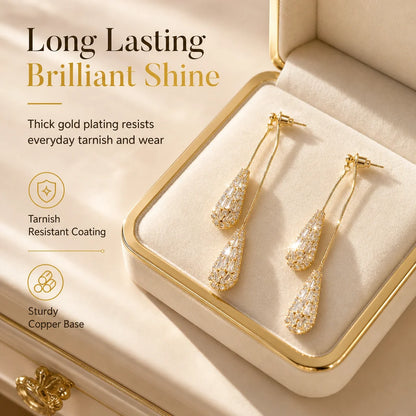 👂50%OFF❣️Women's Gold Plated Elegant Drop Earrings👂