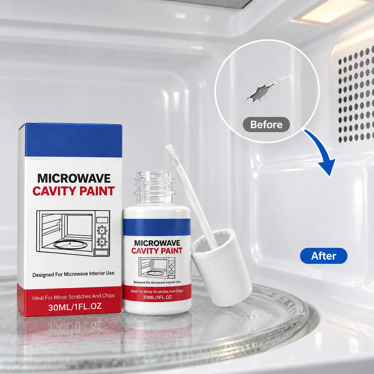 🍽️🔥White coating for microwave oven interiors (includes brush)