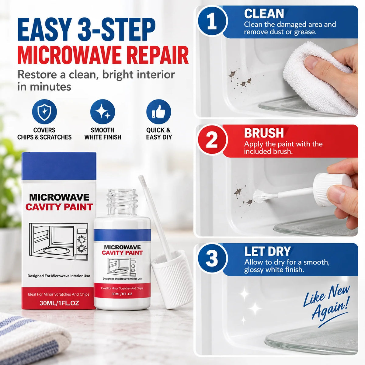 🍽️🔥White coating for microwave oven interiors (includes brush)