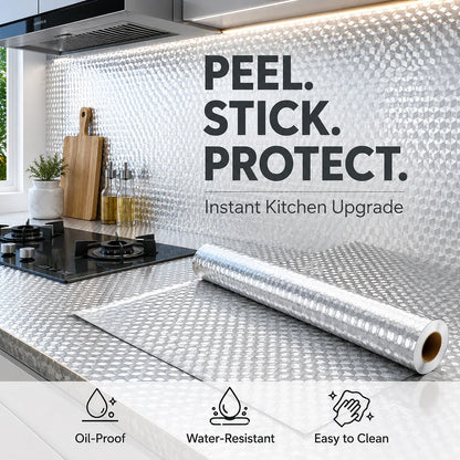 💕Buy 1 Get 1 Free🎁 Self-Adhesive Aluminum Foil Kitchen Backsplash Wallpaper
