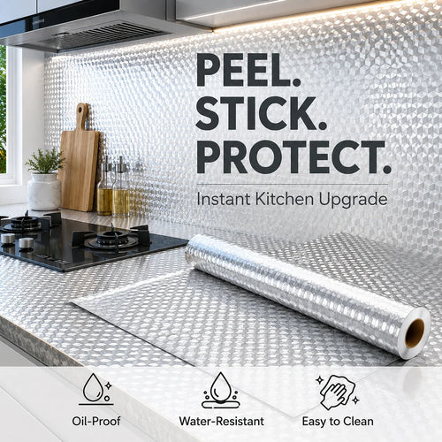 💕Buy 1 Get 1 Free🎁 Self-Adhesive Aluminum Foil Kitchen Backsplash Wallpaper