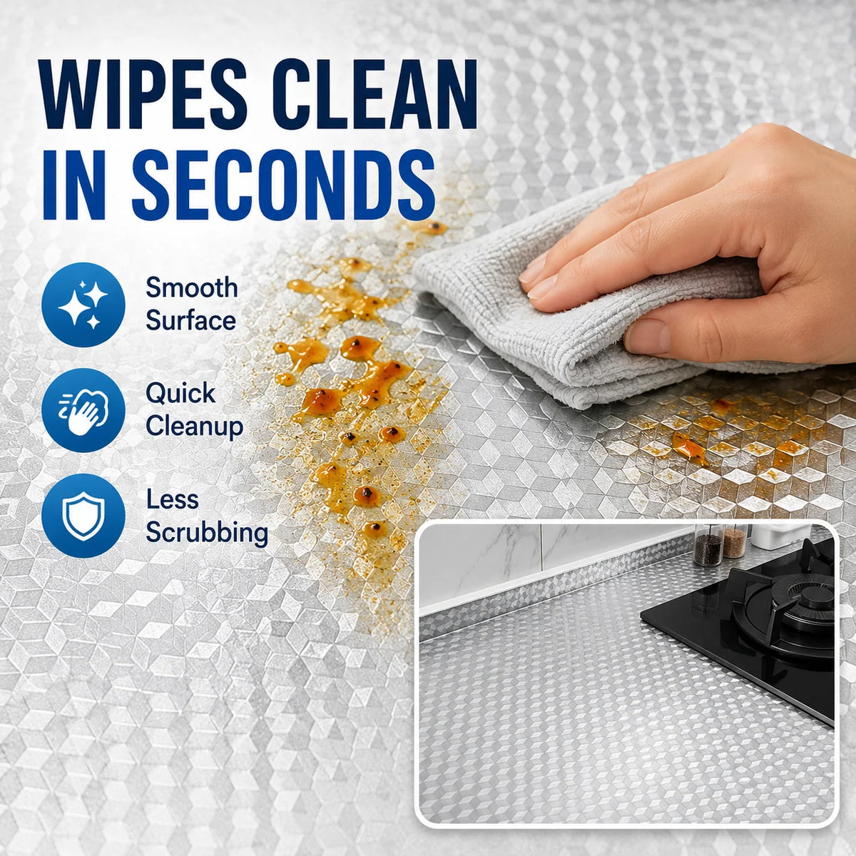 💕Buy 1 Get 1 Free🎁 Self-Adhesive Aluminum Foil Kitchen Backsplash Wallpaper