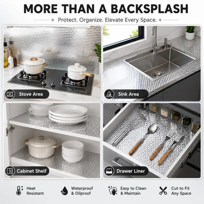💕Buy 1 Get 1 Free🎁 Self-Adhesive Aluminum Foil Kitchen Backsplash Wallpaper